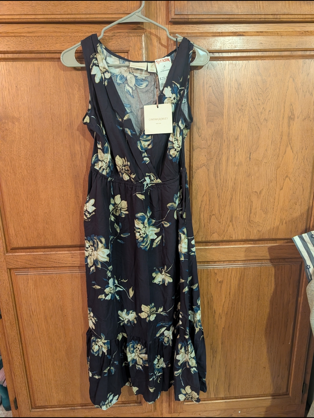 Cynthia Rowley Navy Floral Wrap Maxi Dress